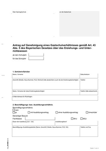 Gastschulverhaeltnis   Antrag